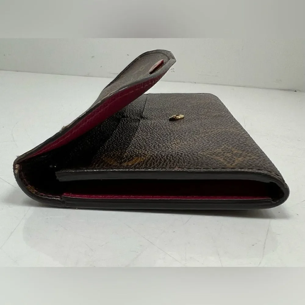 Louis Vuitton Brown Monogram Canvas Red Emilie Wallet